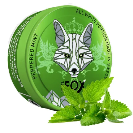 White Fox Peppered Mint poşeti, taze nane yaprakları ve karabiber daneleri