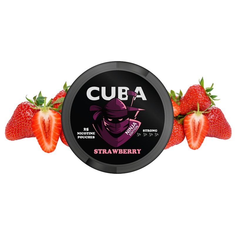 Cuba Ninja Strawberry 30 mg/g ile ferahlatıcı çilek aromasını ve 15.6 mg/poşet gücünü keşfedin. 25 adetli, tütünsüz nikotin poşeti paketi.