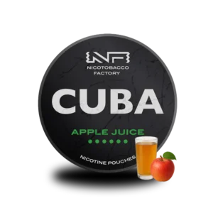 Cuba Black Apple Juice 66 mg 🍏, 20 adet siyah slim poşet içeriği ve taze elma suyu aromasıyla Snusgo güvencesinde. Ekstrem vuruş ve meyve ferahlığı bir arada! Hemen WhatsApp üzerinden siparişinizi oluşturun.
