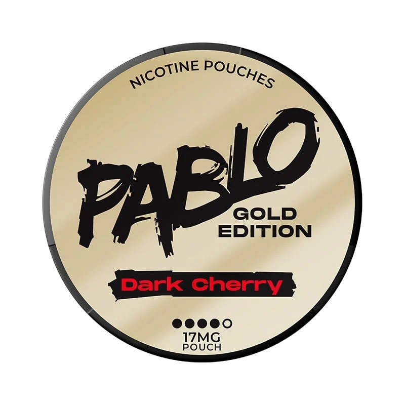 Discover PABLO Gold Dark Cherry 17 mg, featuring a rich dark cherry flavor in a slim pouch format. Explore PABLO products at SnusGo